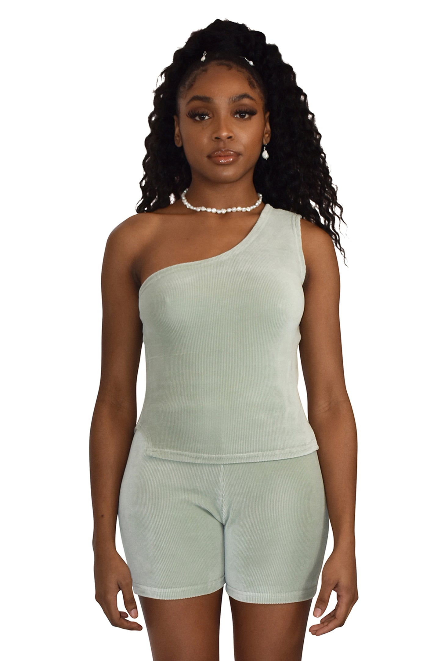 Rib Cotton Velvet Mix 'Marilyn' Shorts Seafoam No Wallflower Project