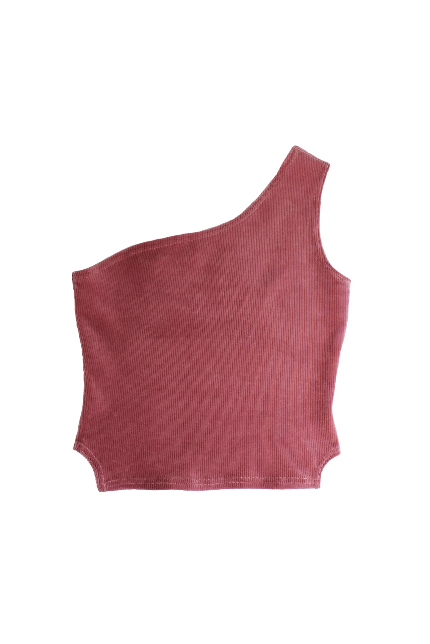 Rib Cotton Velvet Godet Asymmetric Top Cerise No Wallflower Project