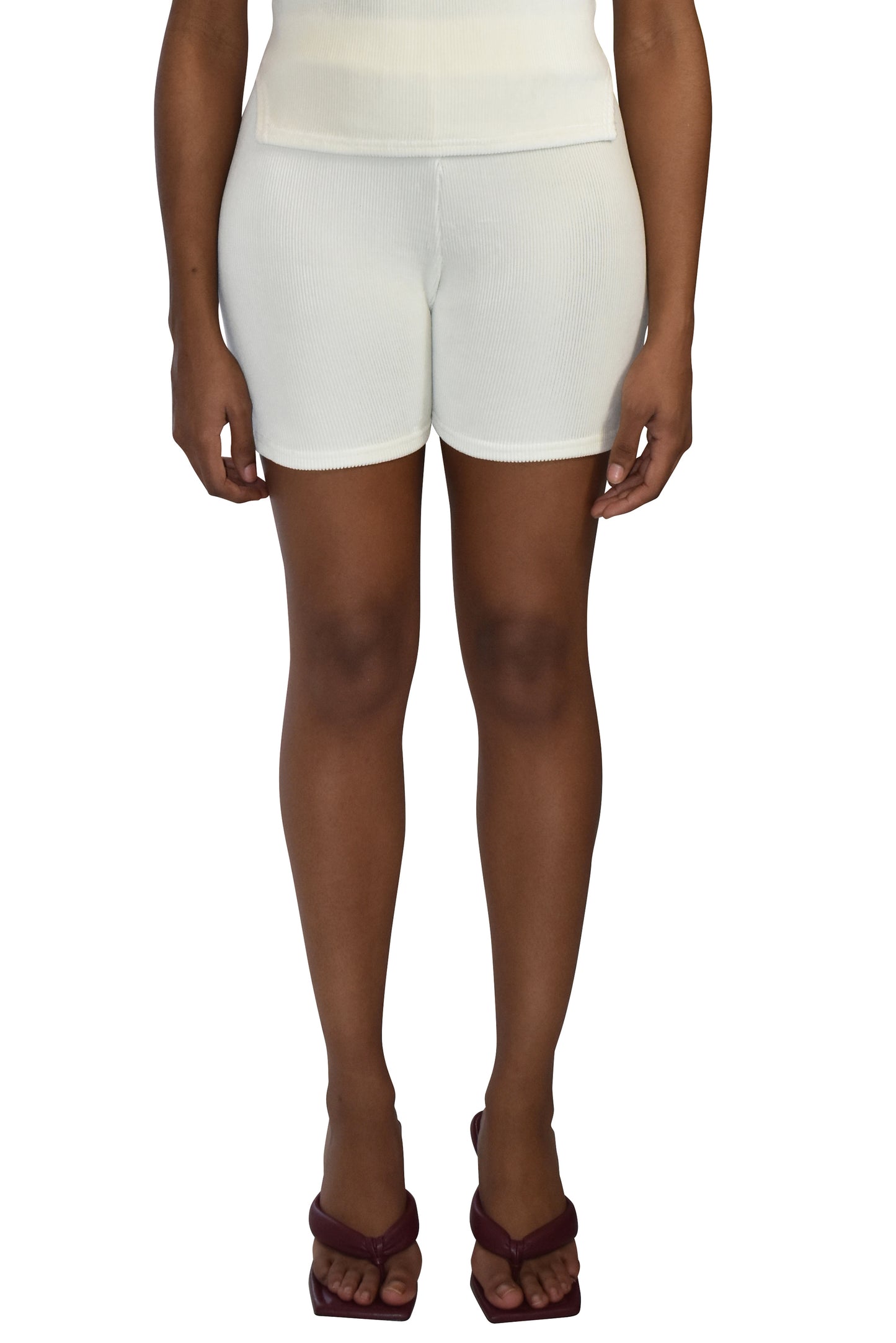Rib Cotton Velvet Mix 'Marilyn' Shorts Ivory No Wallflower Project