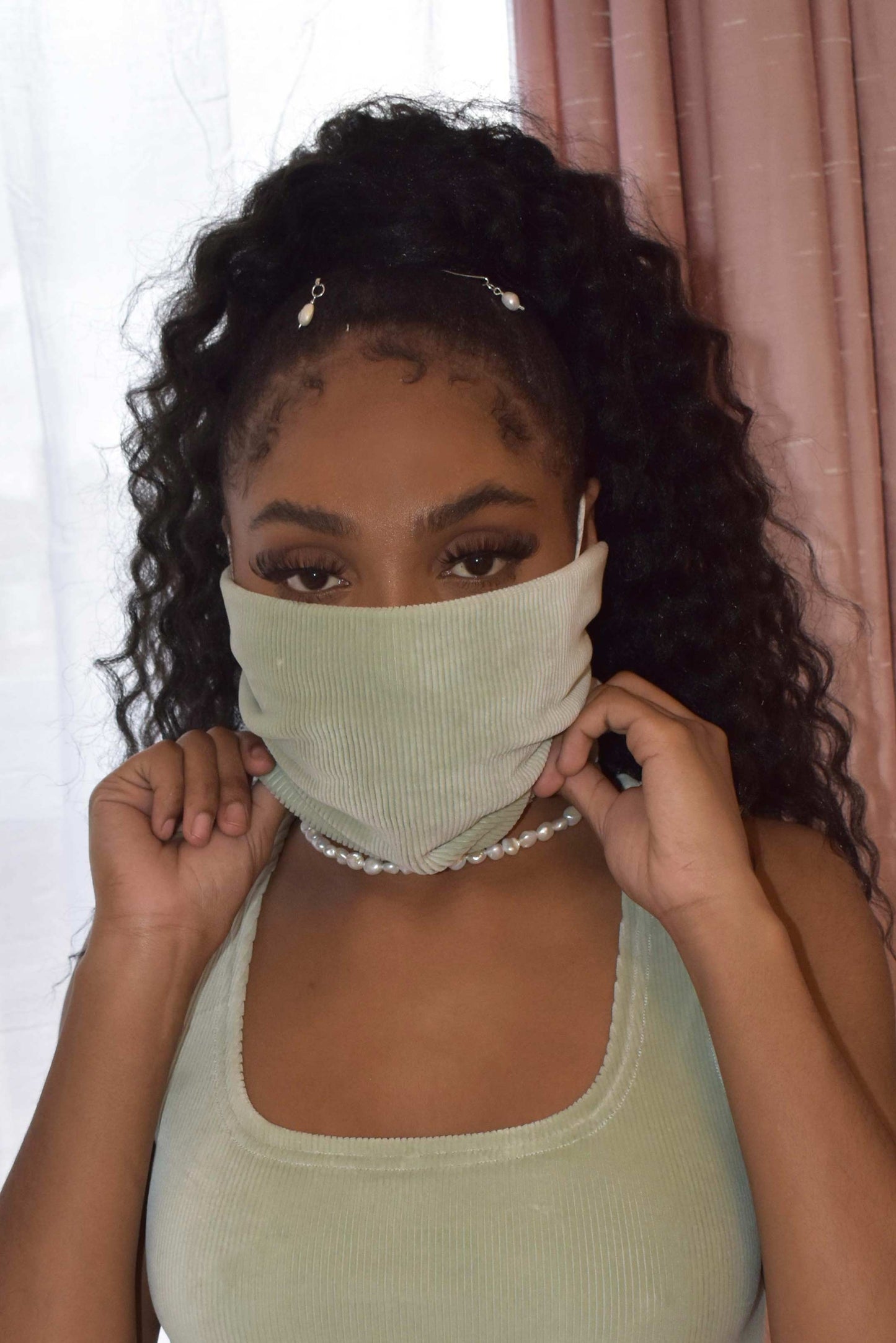 No Wallflower Project Cotton Velvet Rib Mi Snood Seafoam