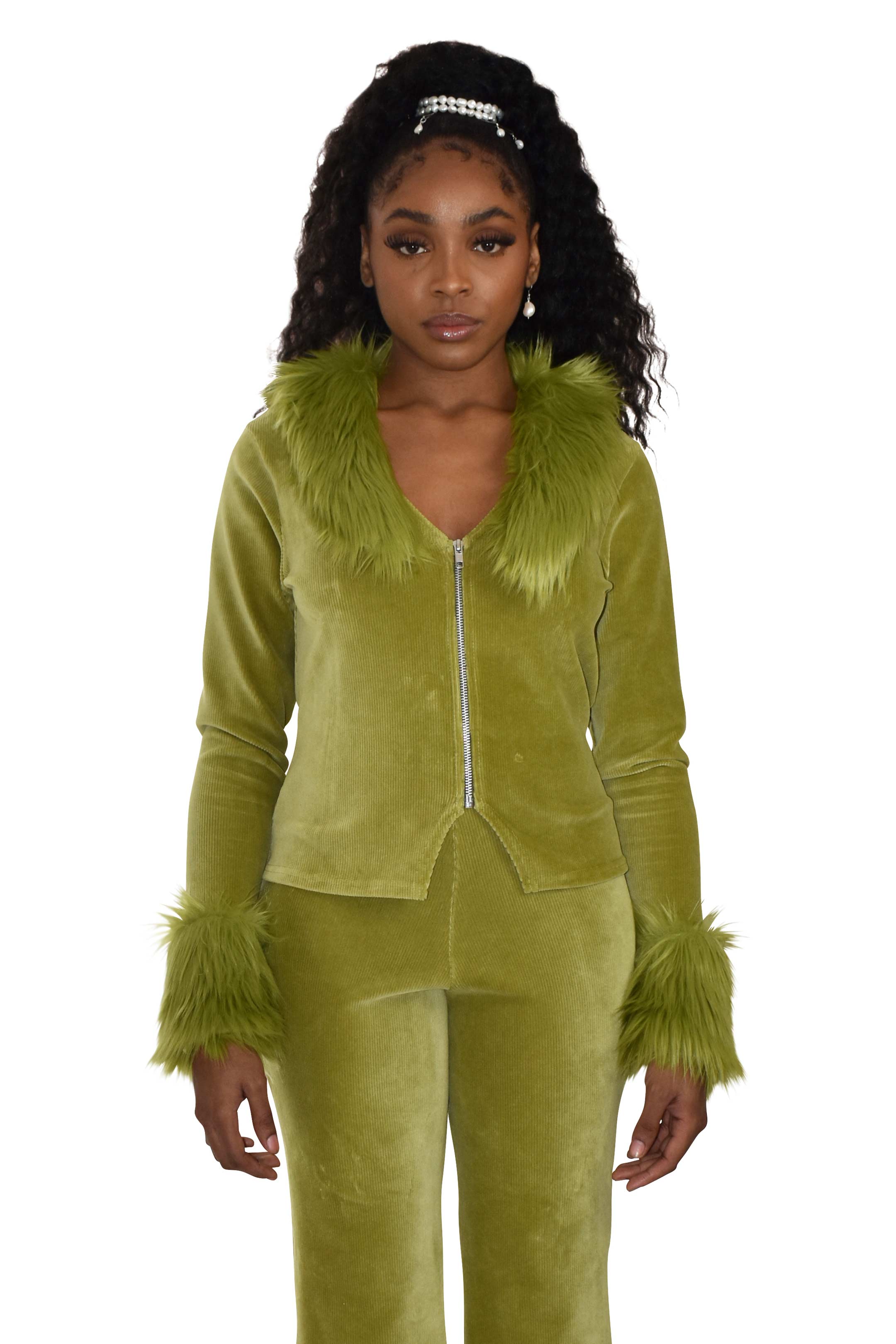 Fur sleeve discount cardigan