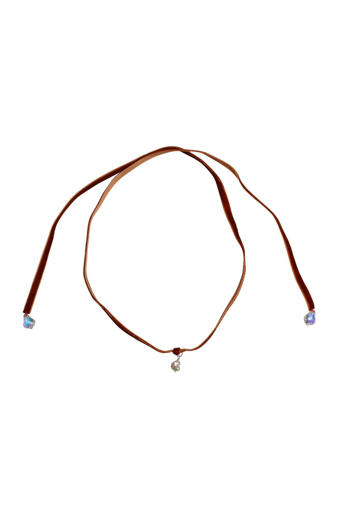 No Wallflower Project Baroque Freshwater Pearl Velvet Choker Burnt Orange