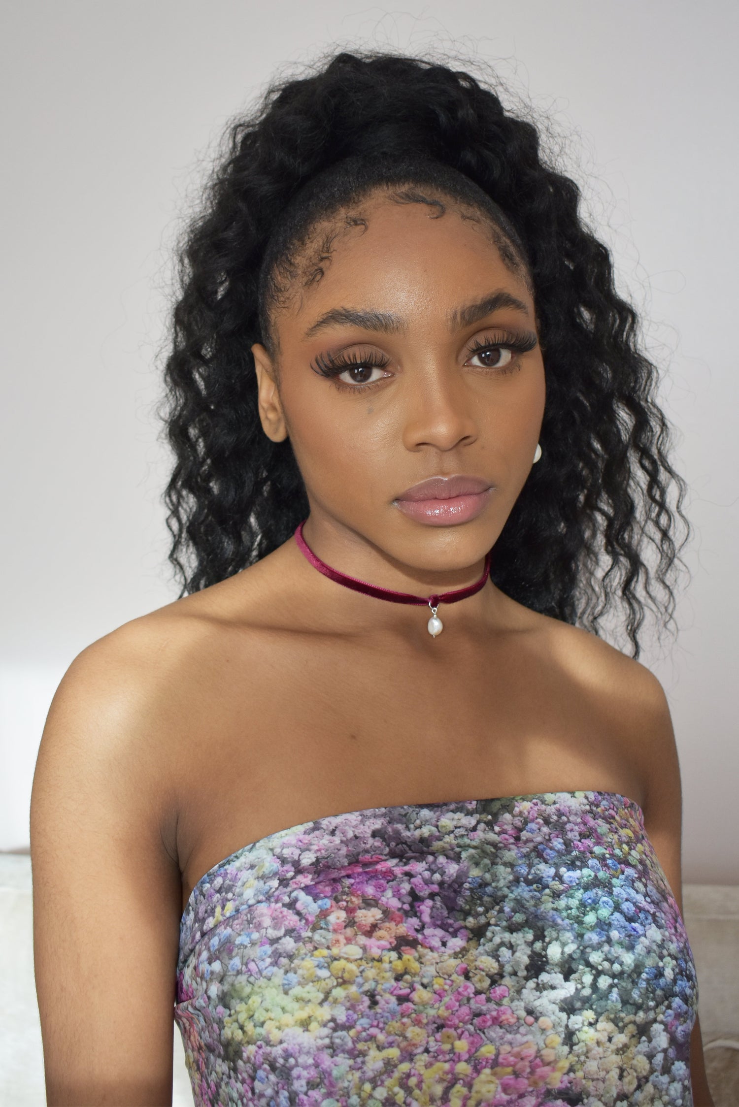 No Wallflower Project Velvet Necklace Choker Freshwater Baroque Real Pearl Burgundy Wine Red