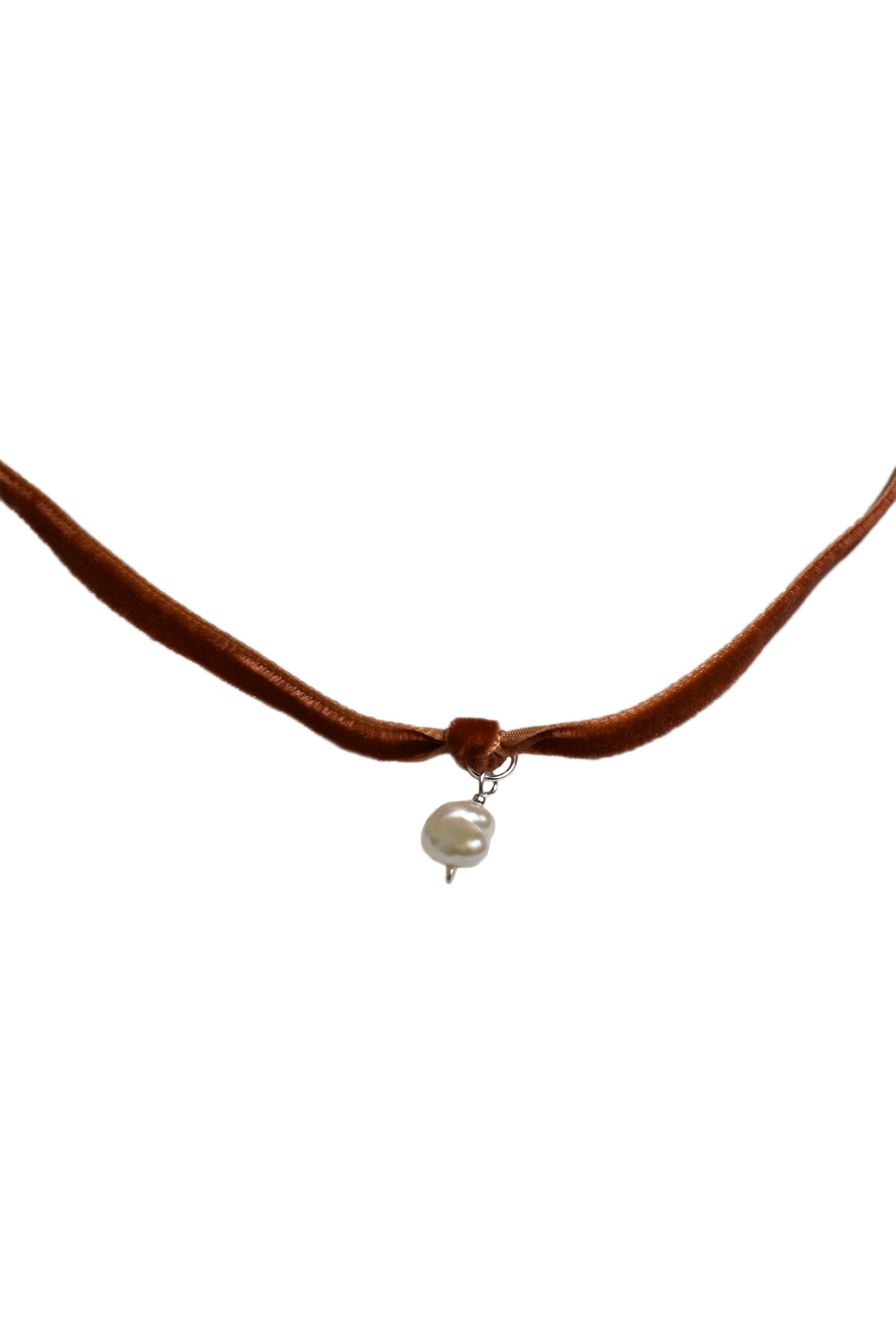 No Wallflower Project Baroque Freshwater Pearl Velvet Choker Burnt Orange