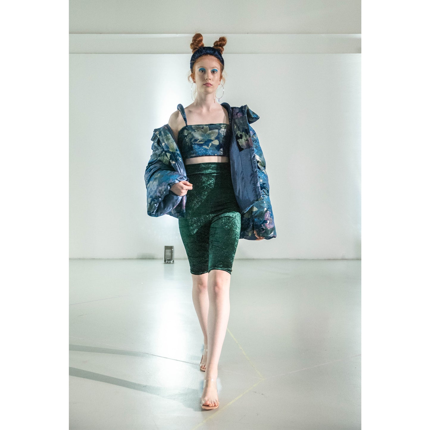 No Wallflower Project Riding Shorts in Forest Green Velvet