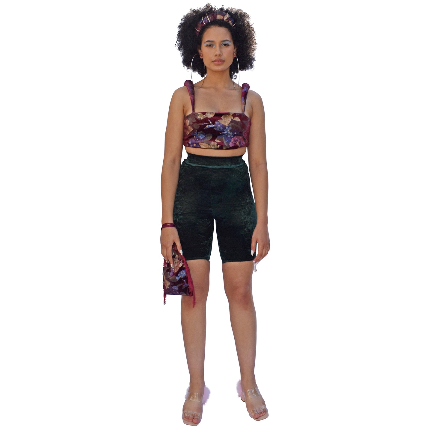 No Wallflower Project Padded Shoulder Bodice in Wine Floral Velvet