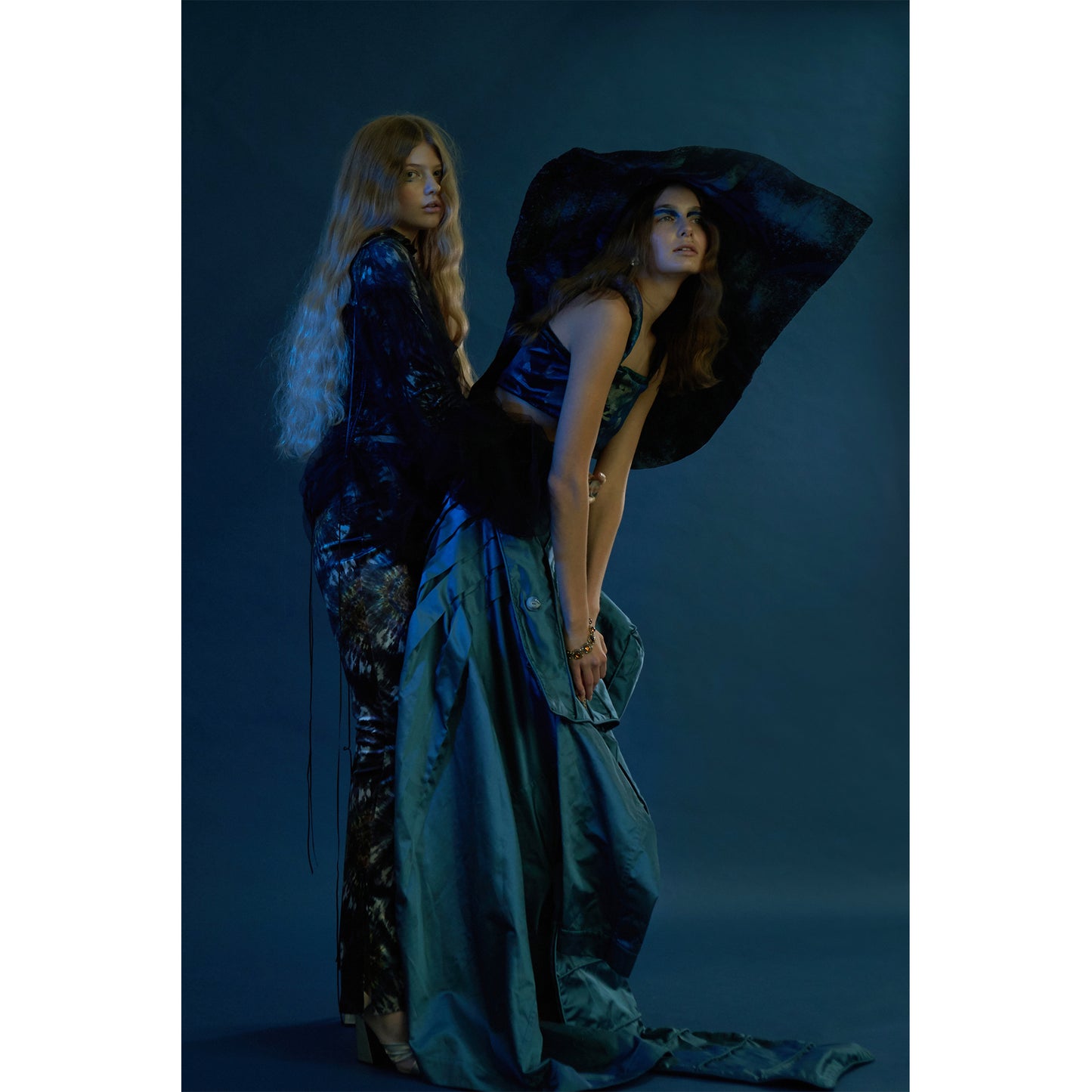 Padded Shoulder Bodice Teal Floral