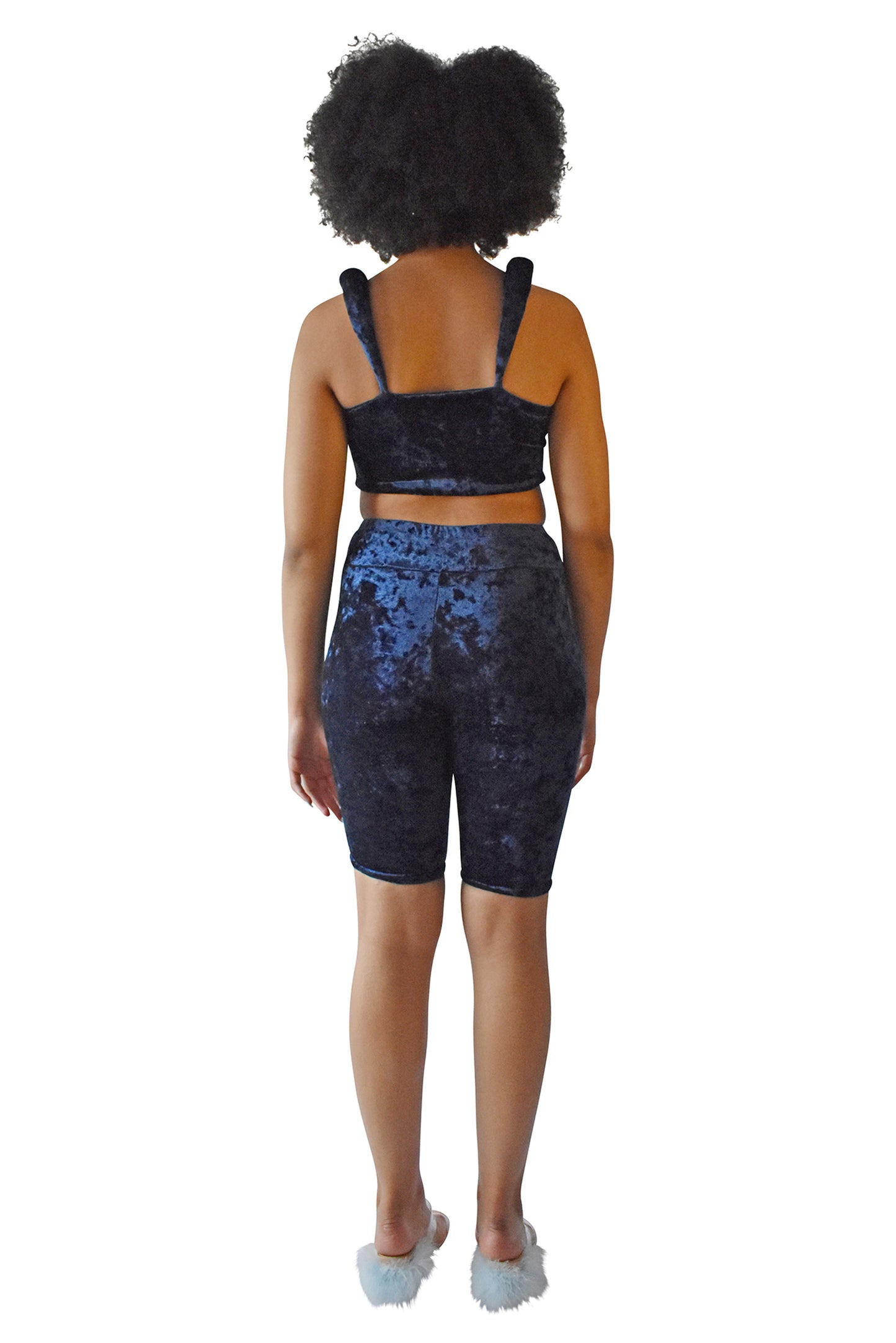 No Wallflower Project Velvet Padded Shoulder Top Midnight Blue