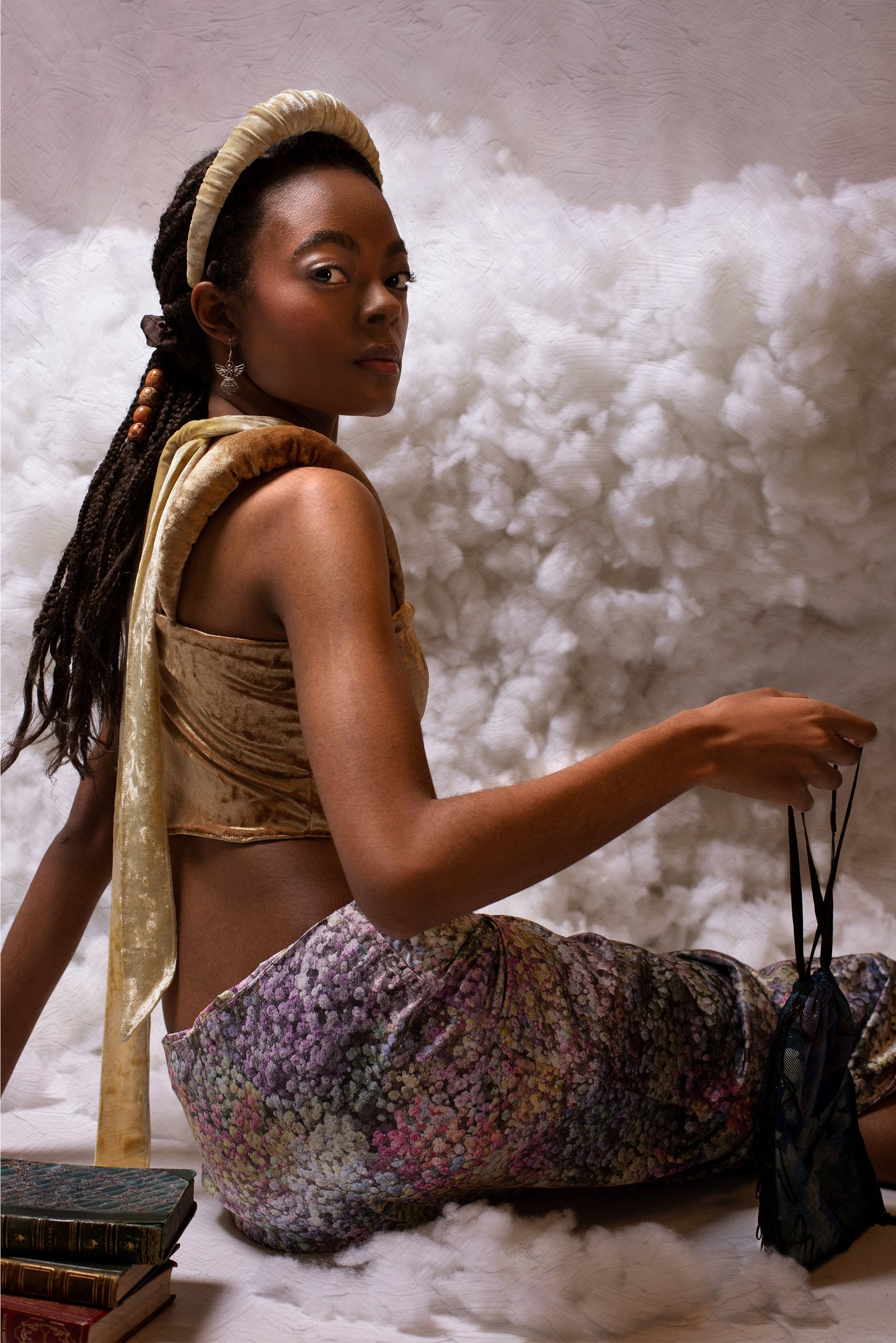 No Wallflower Project Teal Floral Ophelia Mini Pouch Bag