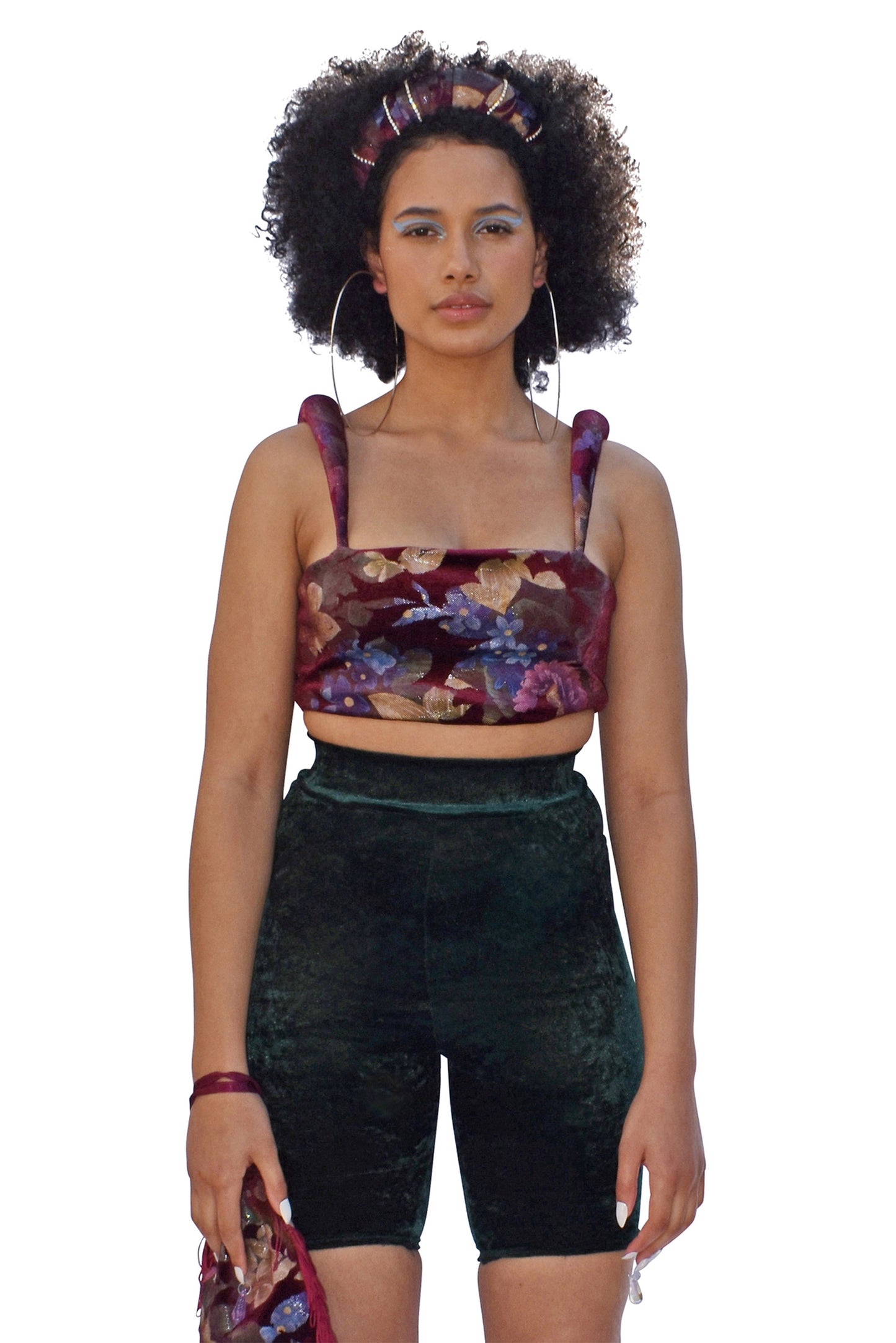 No Wallflower Project Diamante Wine Floral Ruffle Headband