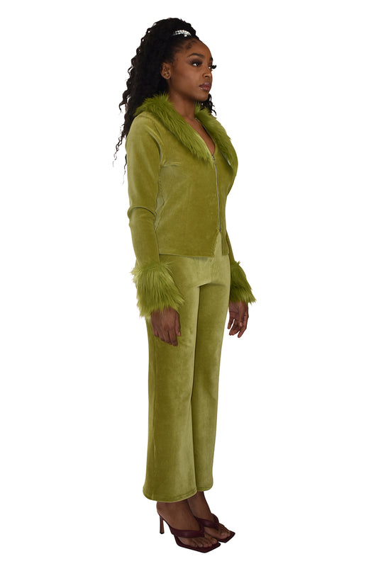 Cotton Velvet Mix Manu Trousers Olive No Wallflower Project