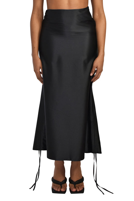 No Wallflower Project Satin Convertible Ripple Midi Skirt Black