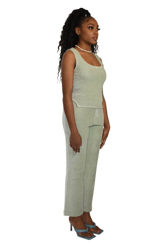 Rib Cotton Velvet Mix 'Manu' Trousers Seafoam No Wallflower Project