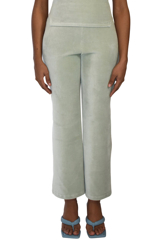 Rib Cotton Velvet Mix 'Manu' Trousers Seafoam No Wallflower Project