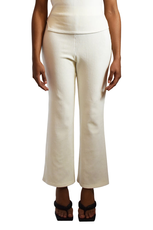 Rib Cotton Velvet Mix 'Manu' Trousers Ivory No Wallflower Project