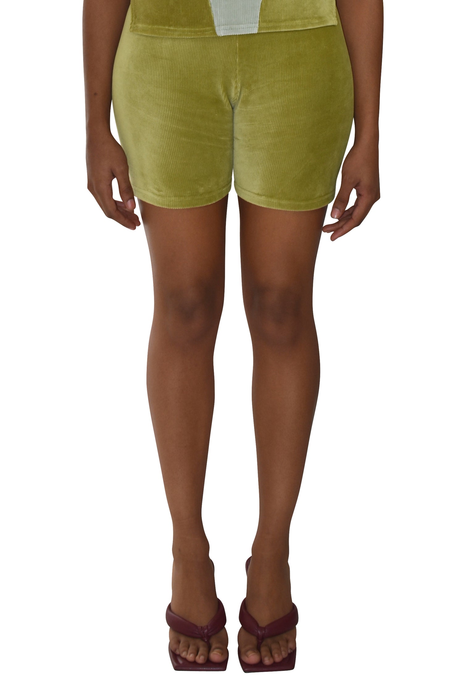 No Wallflower Project Rib Cotton Velvet Shorts Olive