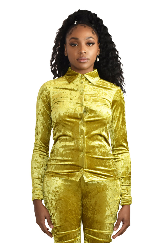 No Wallflower Project Shirt Skinny Velvet Chartreuse