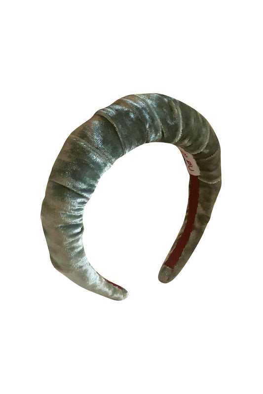 No Wallflower Sage Velvet Ruffle Headband