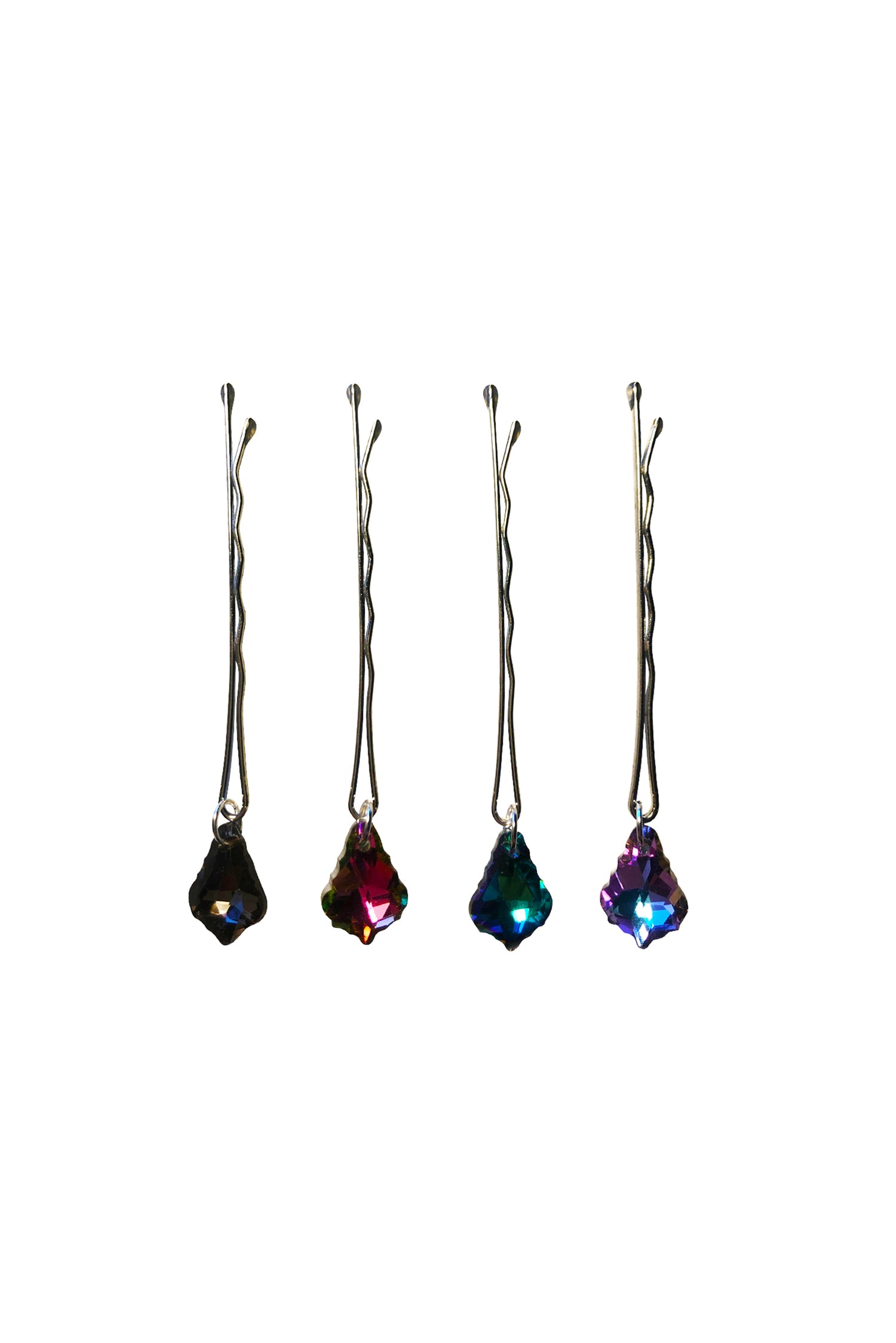 No Wallflower Project Glass Chandelier Hair Pins Set of 4 Disco Multicolour