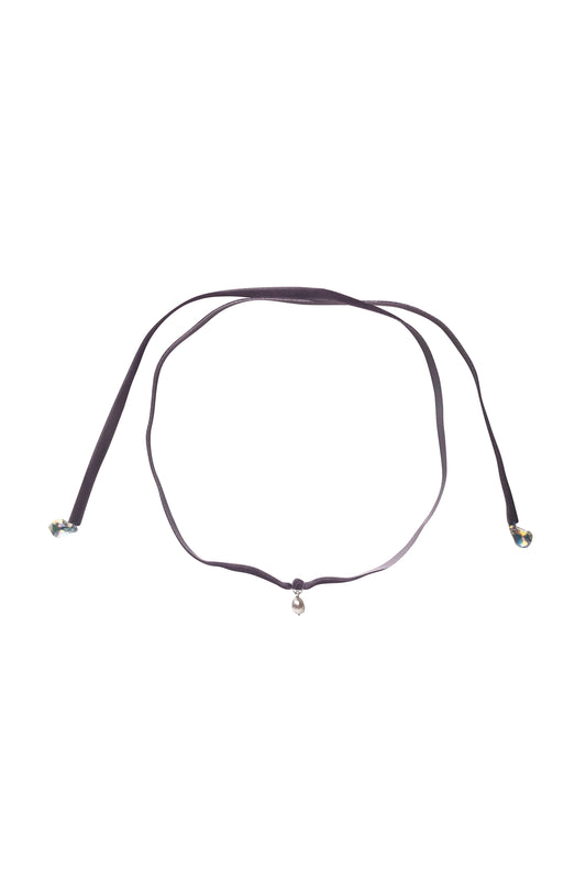 No Wallflower Project Freshwater Pearl Velvet Choker Violet