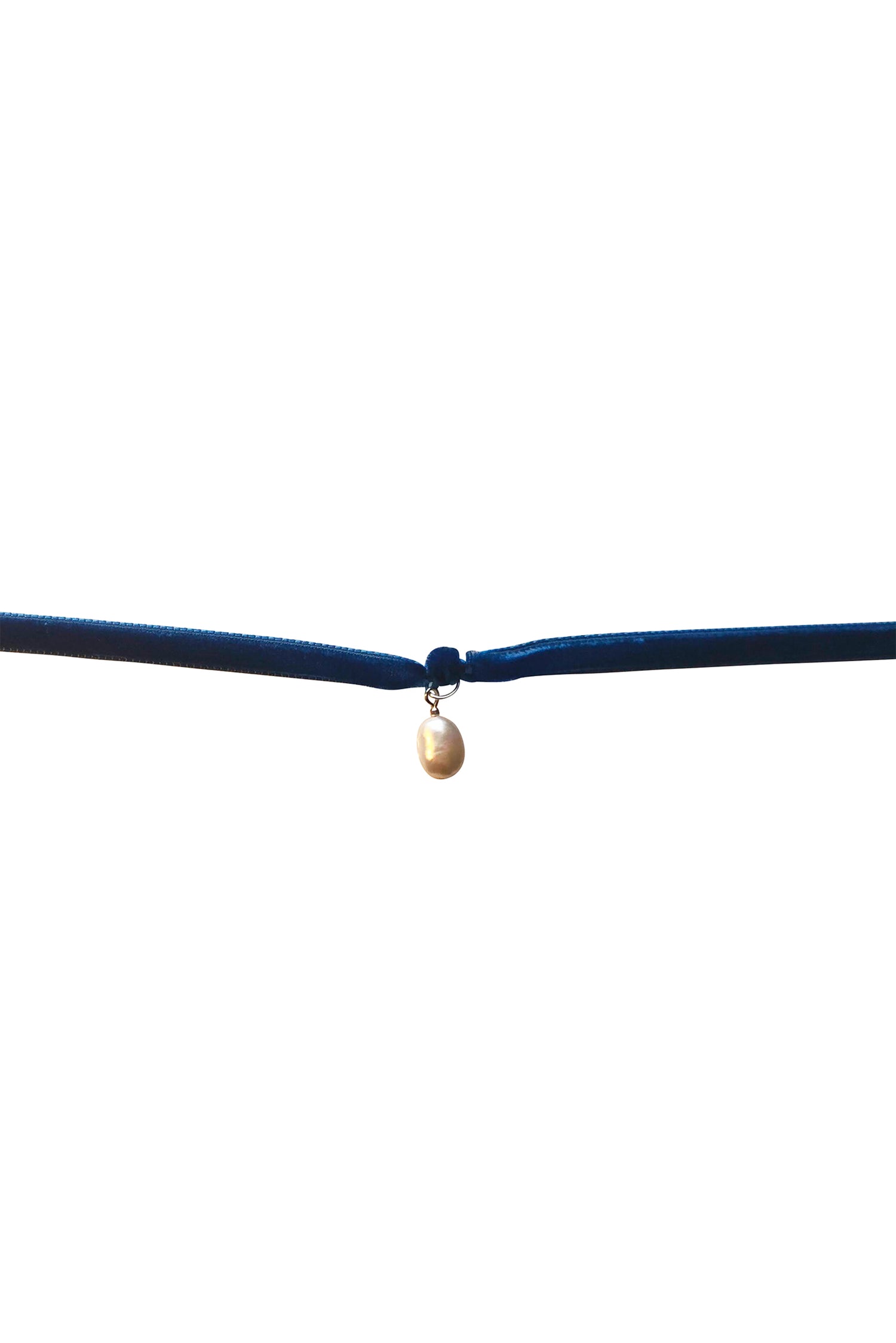 No Wallflower Project Freshwater Pearl Velvet Choker Royal Blue