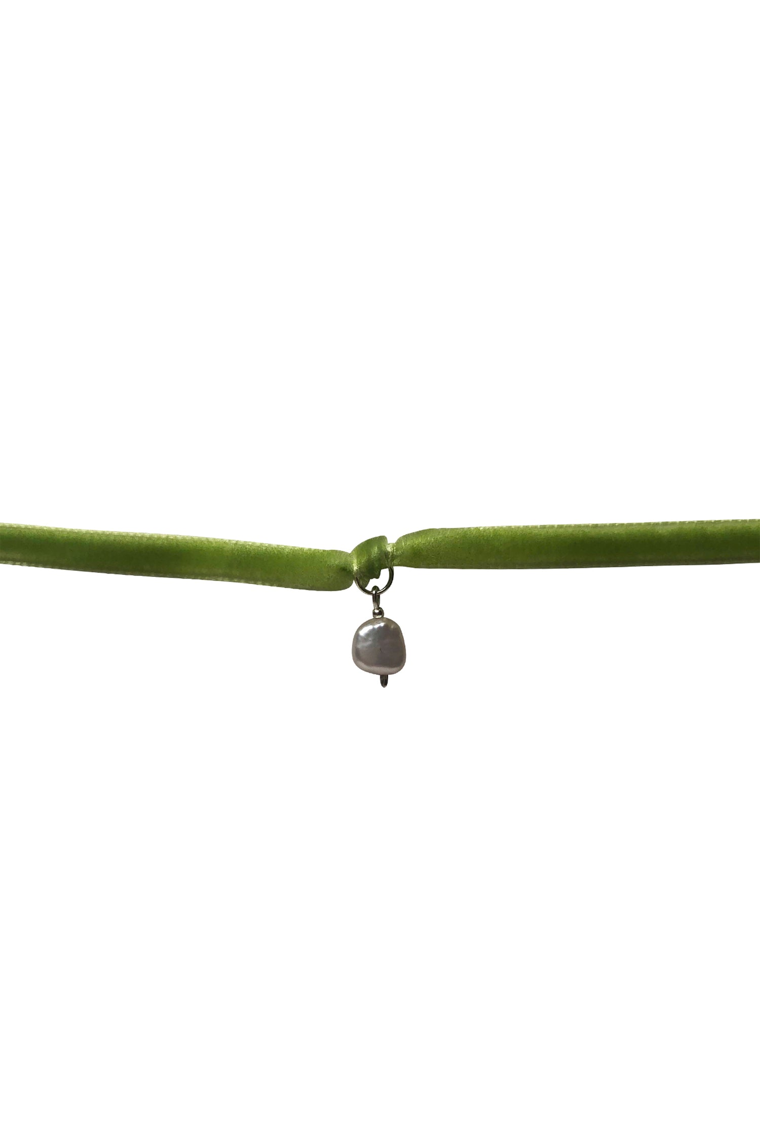 No Wallflower Project Freshwater Pearl Velvet Choker Lime