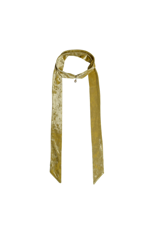 No Wallflower Project Velvet Skinny Venus Pearl and Velvet Scarf Yellow