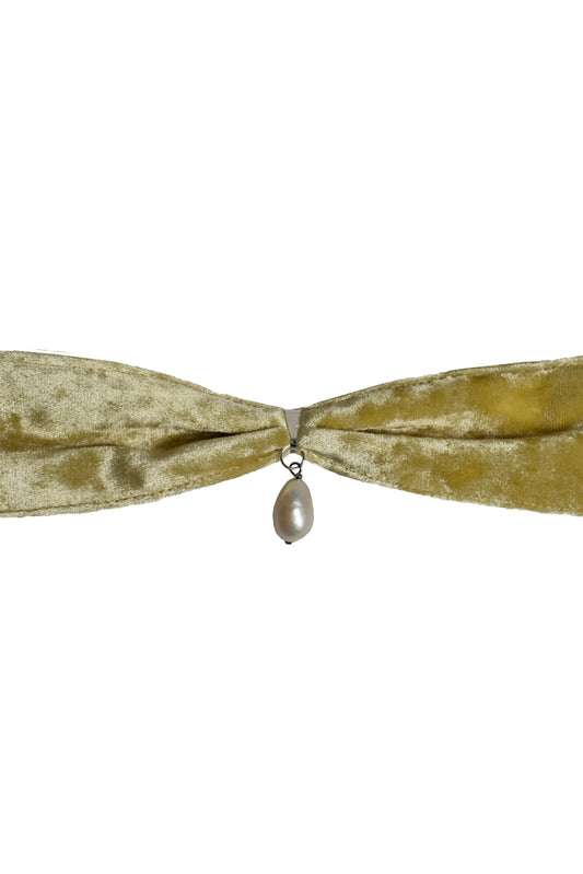 No Wallflower Project Velvet Skinny Venus Pearl and Velvet Scarf Yellow
