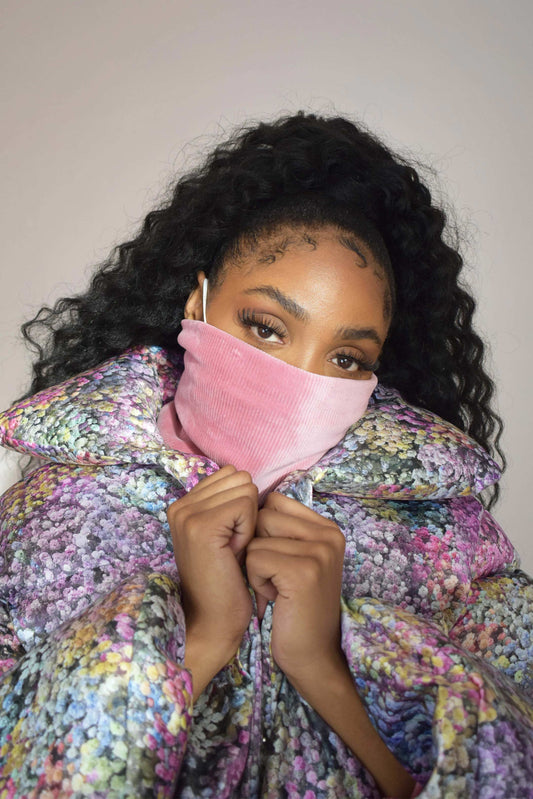 Rib Cotton Velvet Mix Snood Cerise