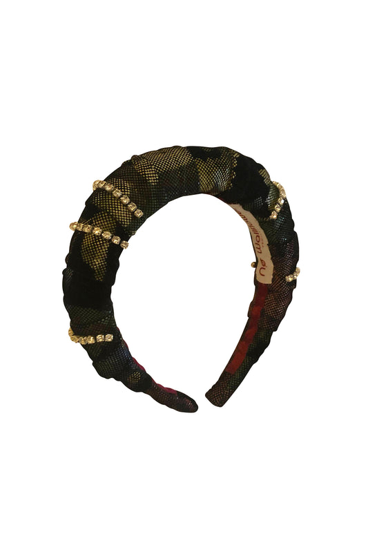 No Wallflower Black Floral Diamante Velvet Ruffle Headband