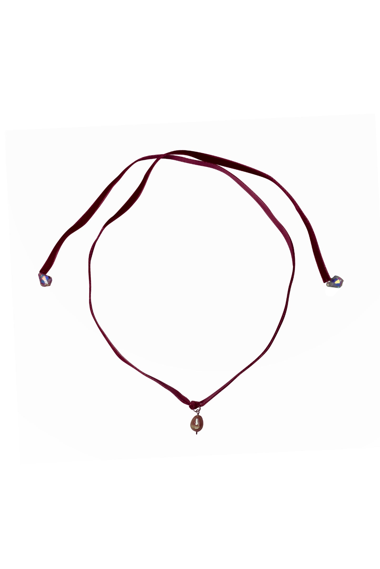 No Wallflower Project Velvet Necklace Choker Freshwater Baroque Real Pearl Burgundy Wine Red