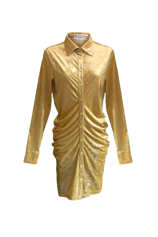 No Wallflower Project Velvet Ripple Shirt Dress Butter Yellow