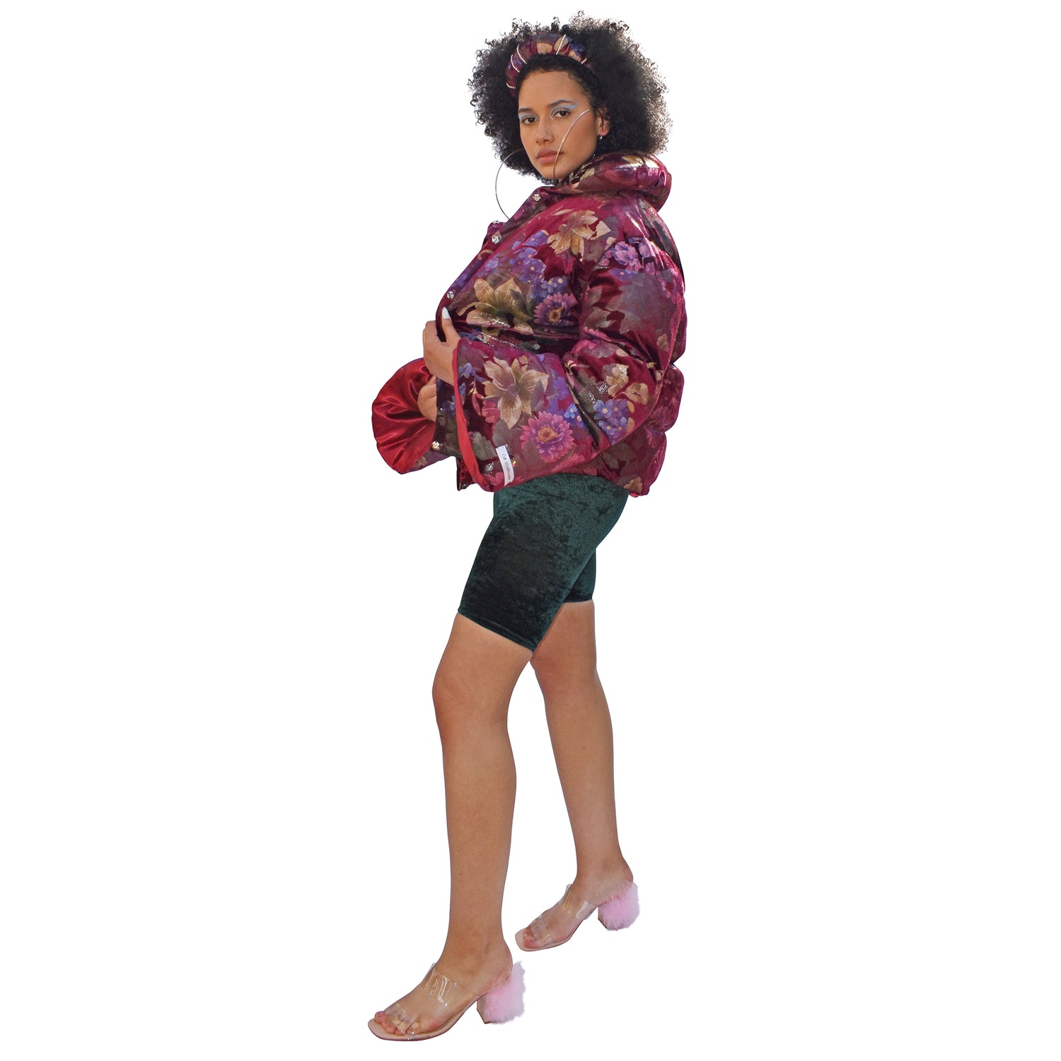 No Wallflower Project Riding Shorts in Forest Green Velvet