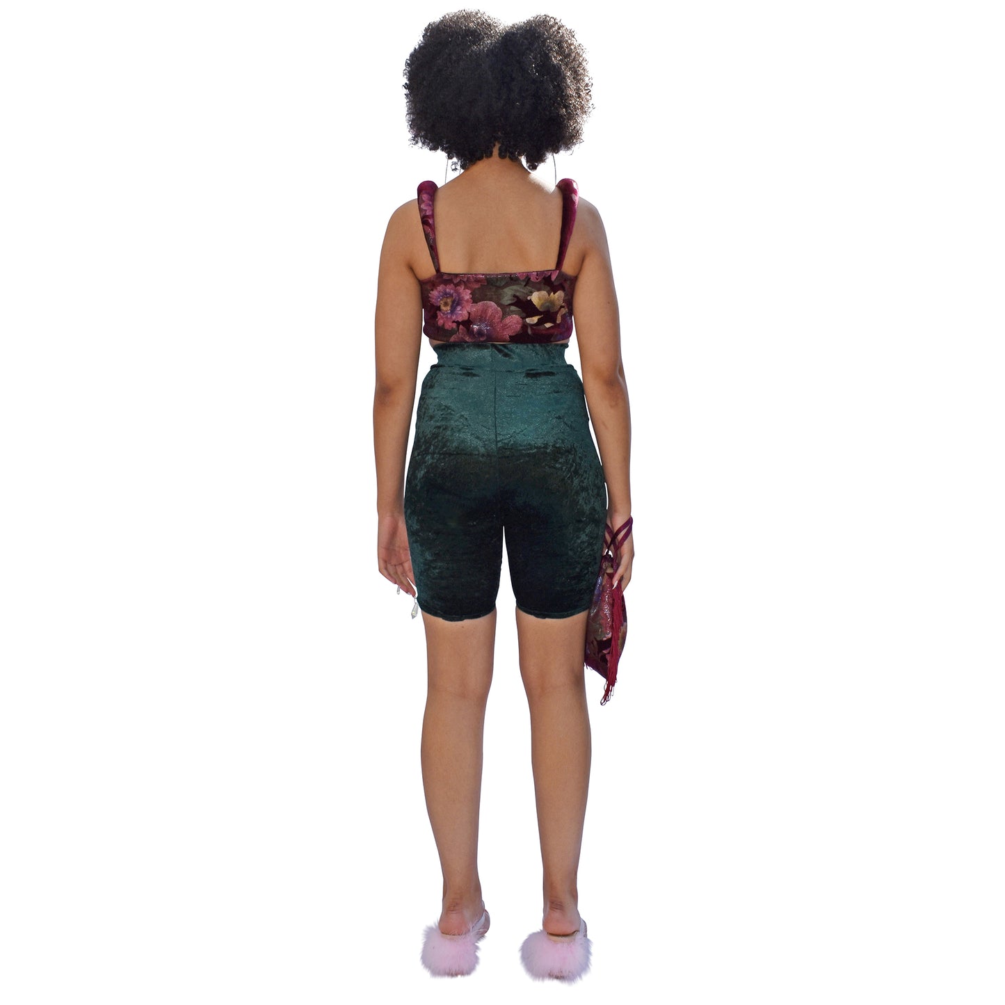 No Wallflower Project Riding Shorts in Forest Green Velvet