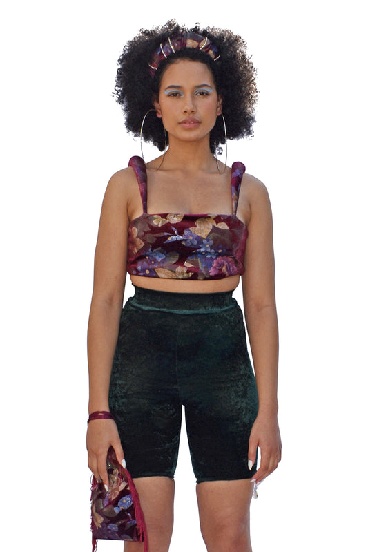 No Wallflower Project Padded Shoulder Bodice in Wine Floral Velvet