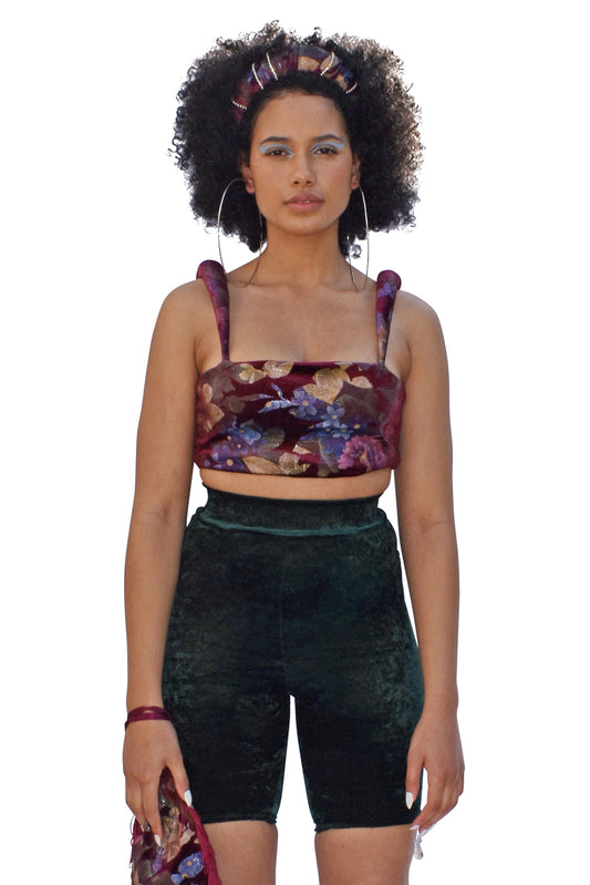 No Wallflower Project Diamante Wine Floral Ruffle Headband