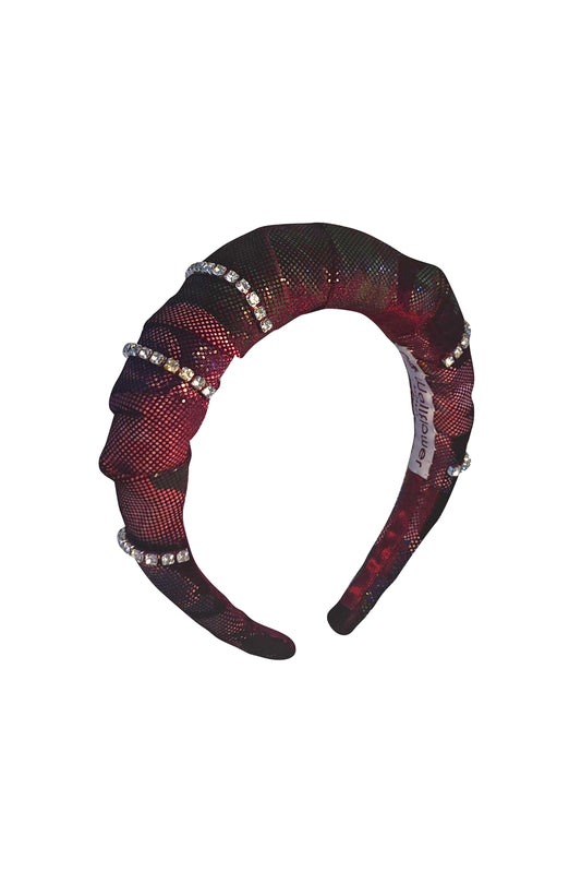No Wallflower Project Diamante Wine Floral Ruffle Headband